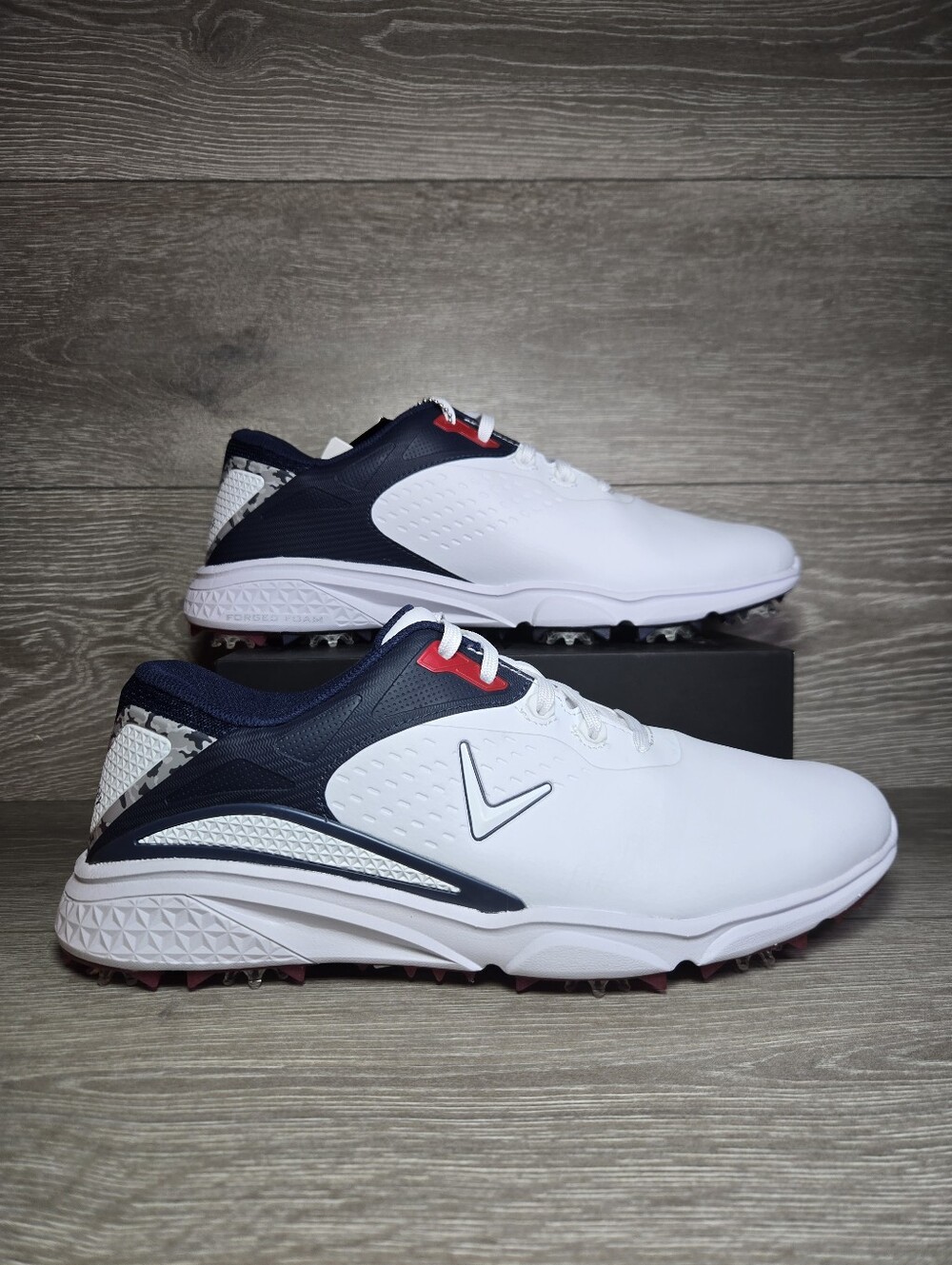 Callaway Coronado V3 Golf Shoes Mens Size 11 Spiked Red White Blue CG410WBD NEW